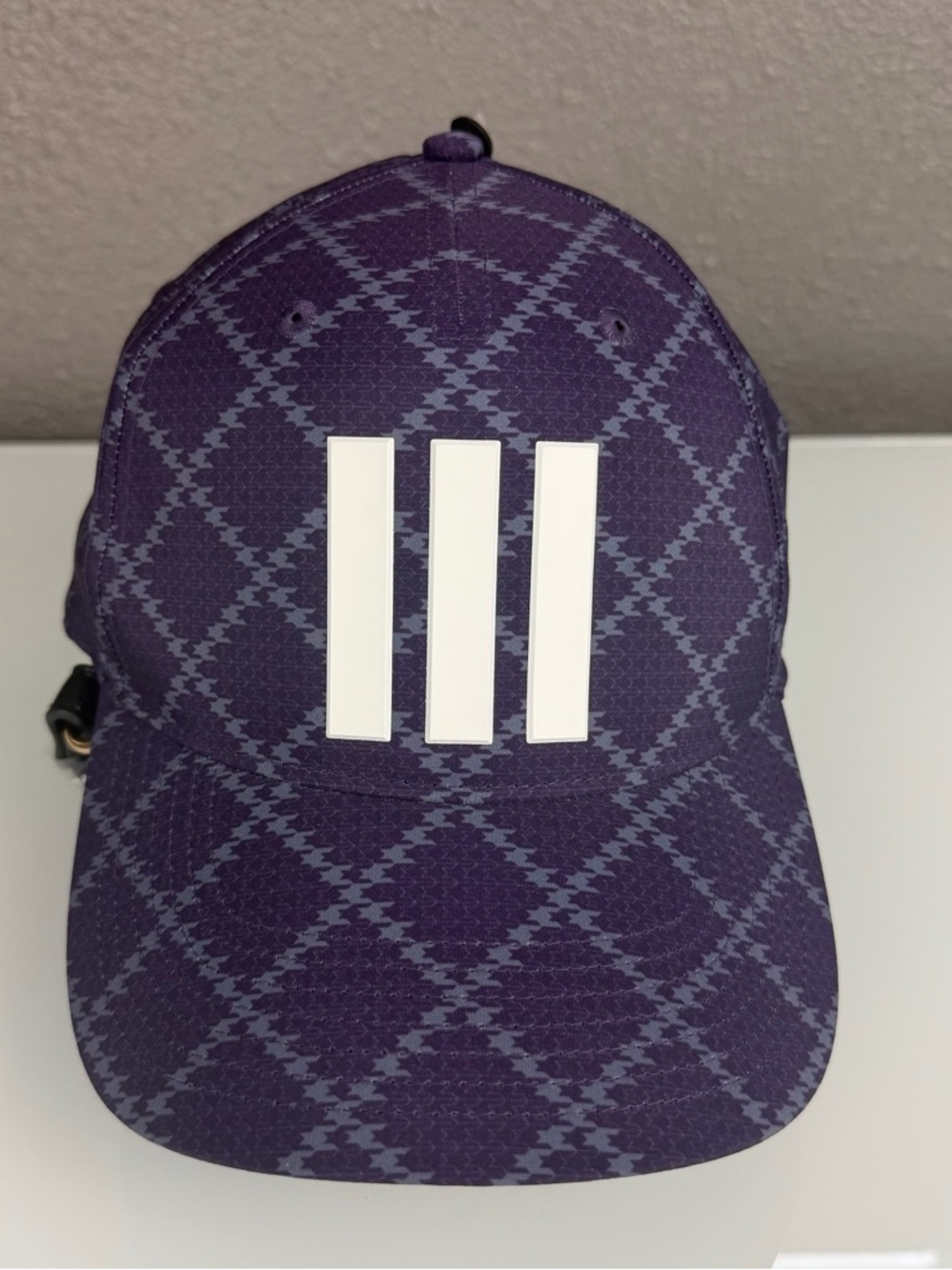 Adidas Tour 3-Stripes Houndstooth Print Adjustable Golf Hat, Brand New Plum